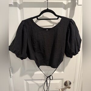 Astr Black Puff Sleeve Blouse